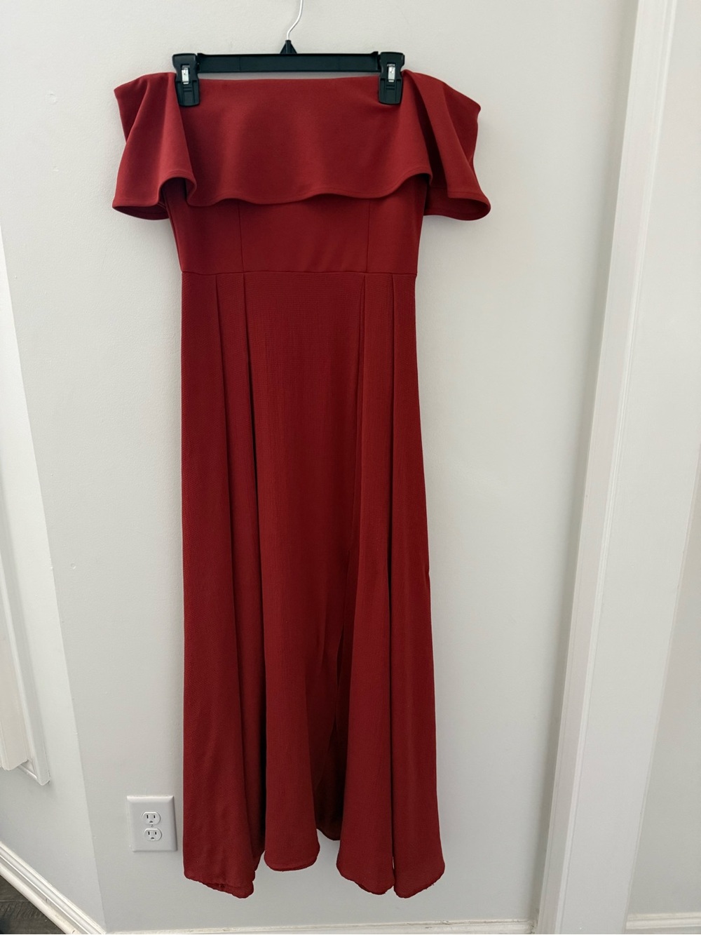 Altar’d State Dayla Off-Shoulder Red Maxi Dress Burnt Orange